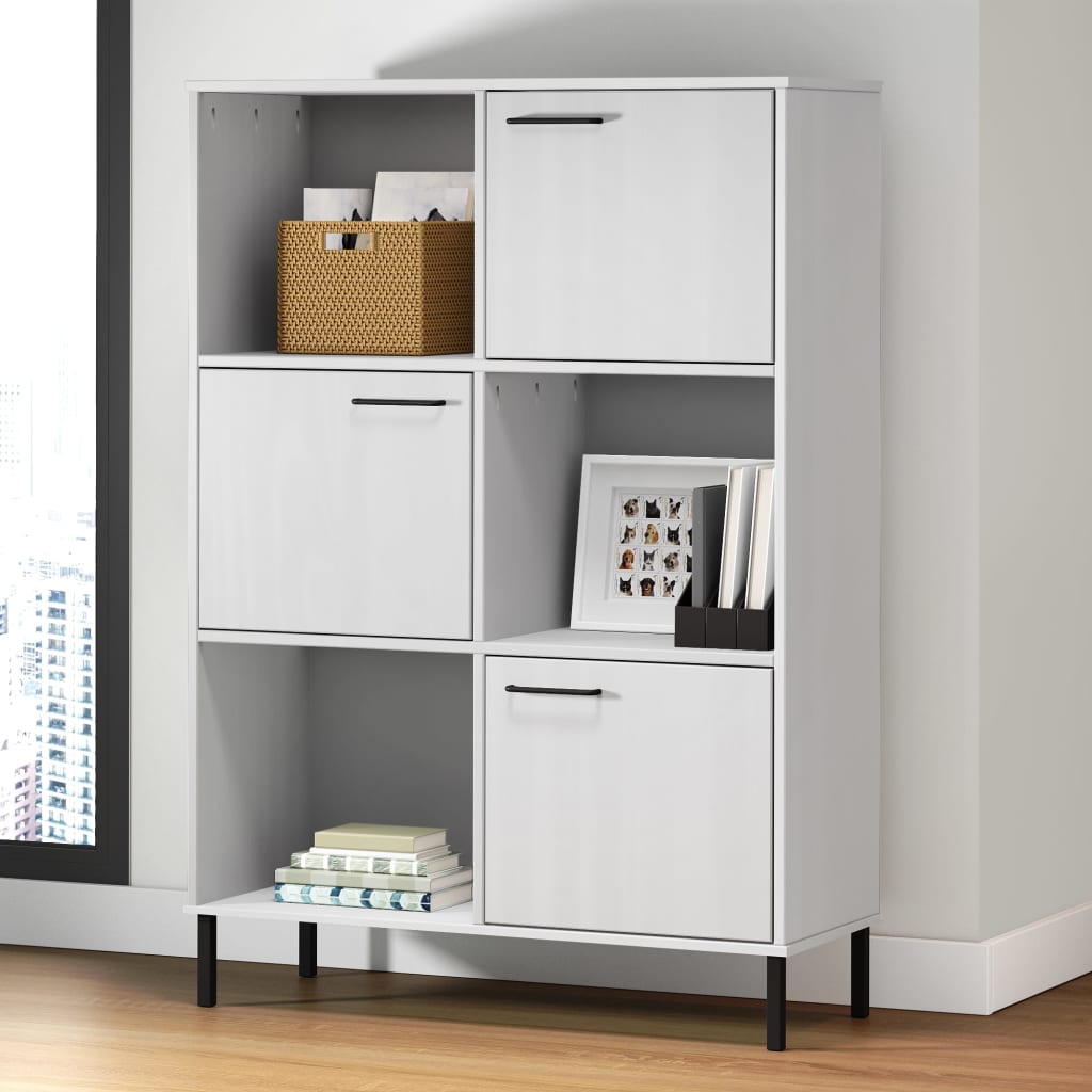 Bücherregal OSLO Metallbeine Braun 90x35x128,5 cm Massivholz