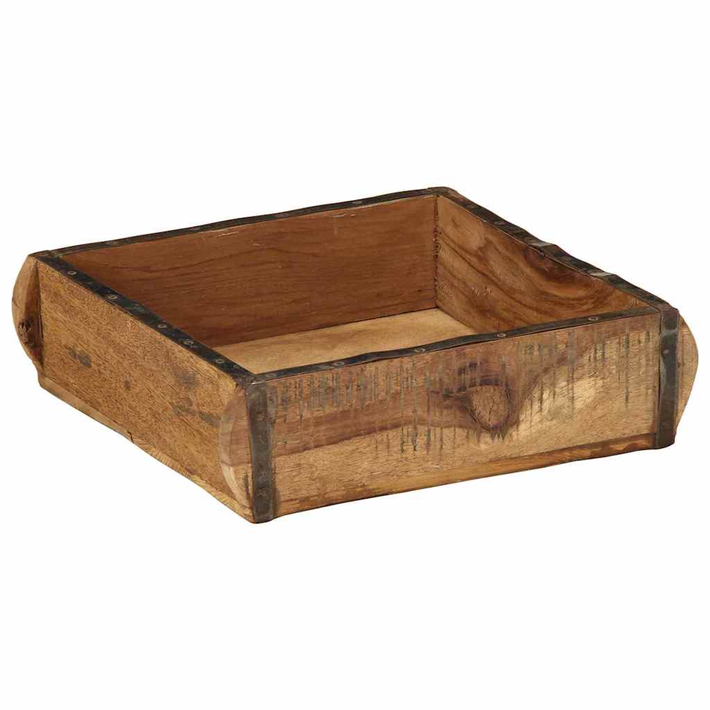 Tablett Braun 30 x 15 x 9 cm Massives upgecyceltes Holz