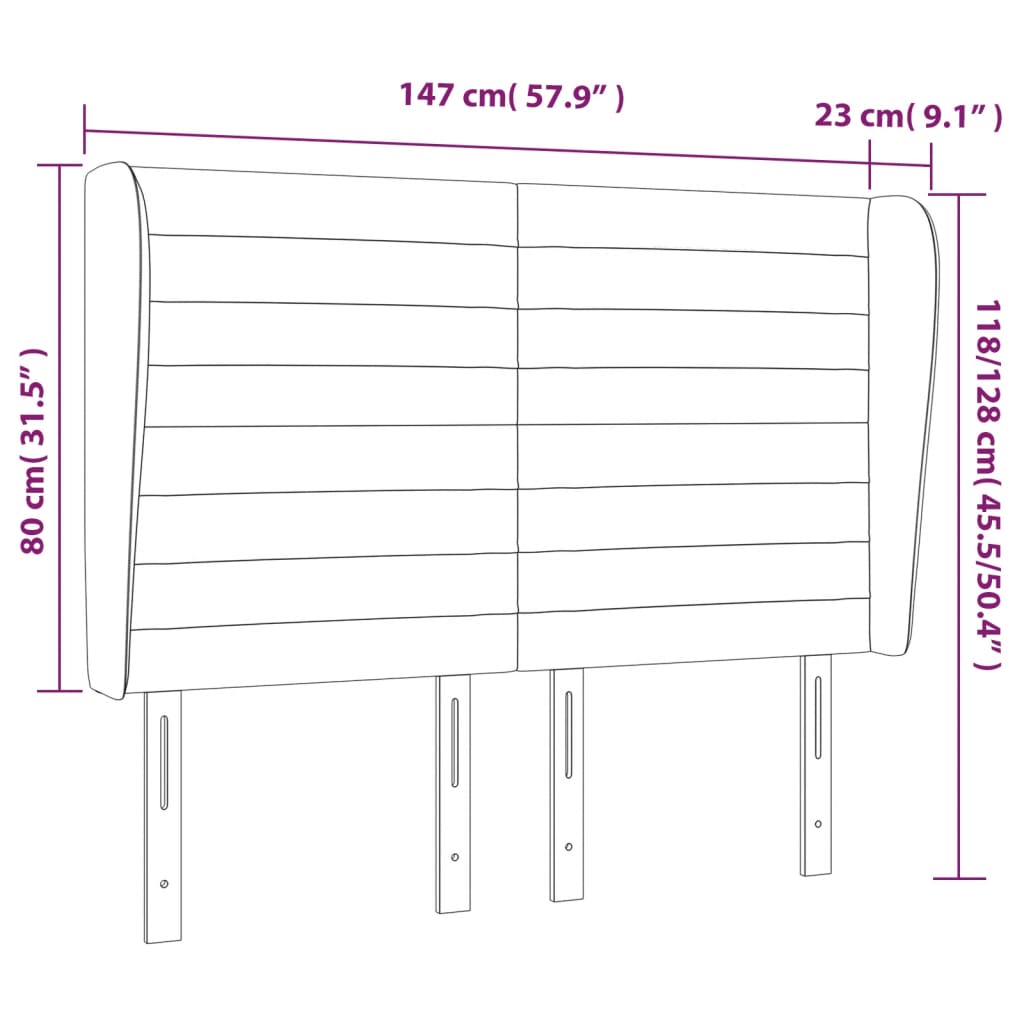 Kopfteil mit Ohren Dunkelblau 203x23x118/128 cm Samt