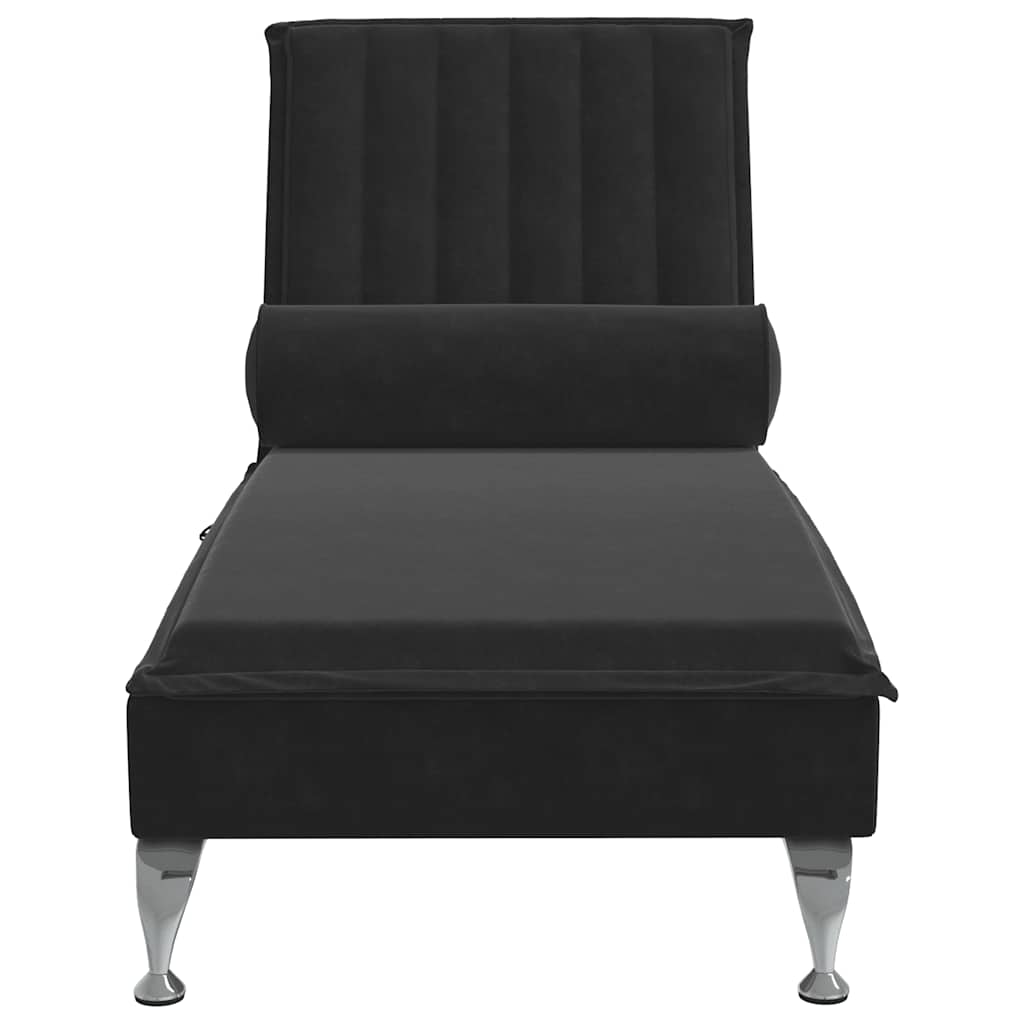 Massage-Chaiselongue mit Nackenrolle Hellgrau Samt