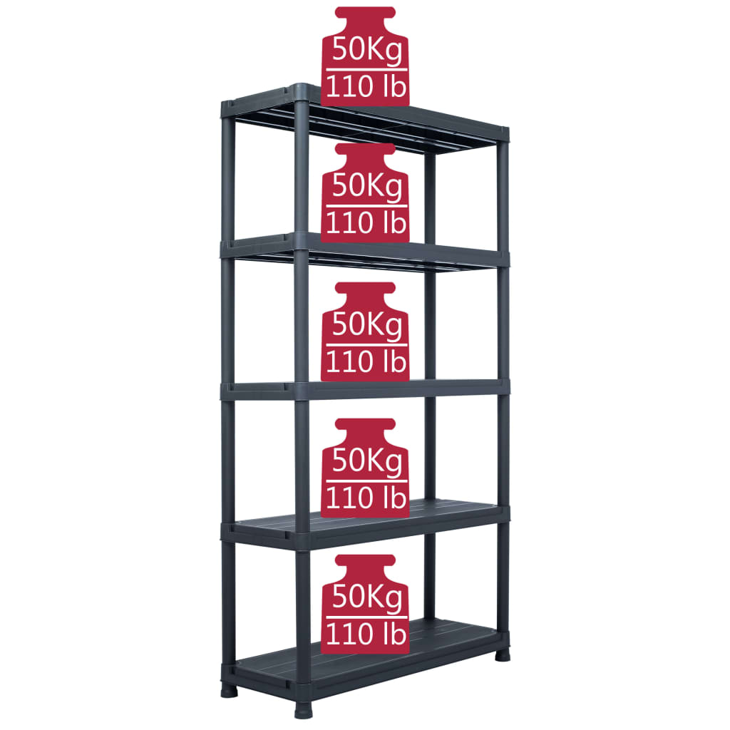 Lagerregale 2 Stk. Schwarz 60 x 30 x 138 cm Kunststoff
