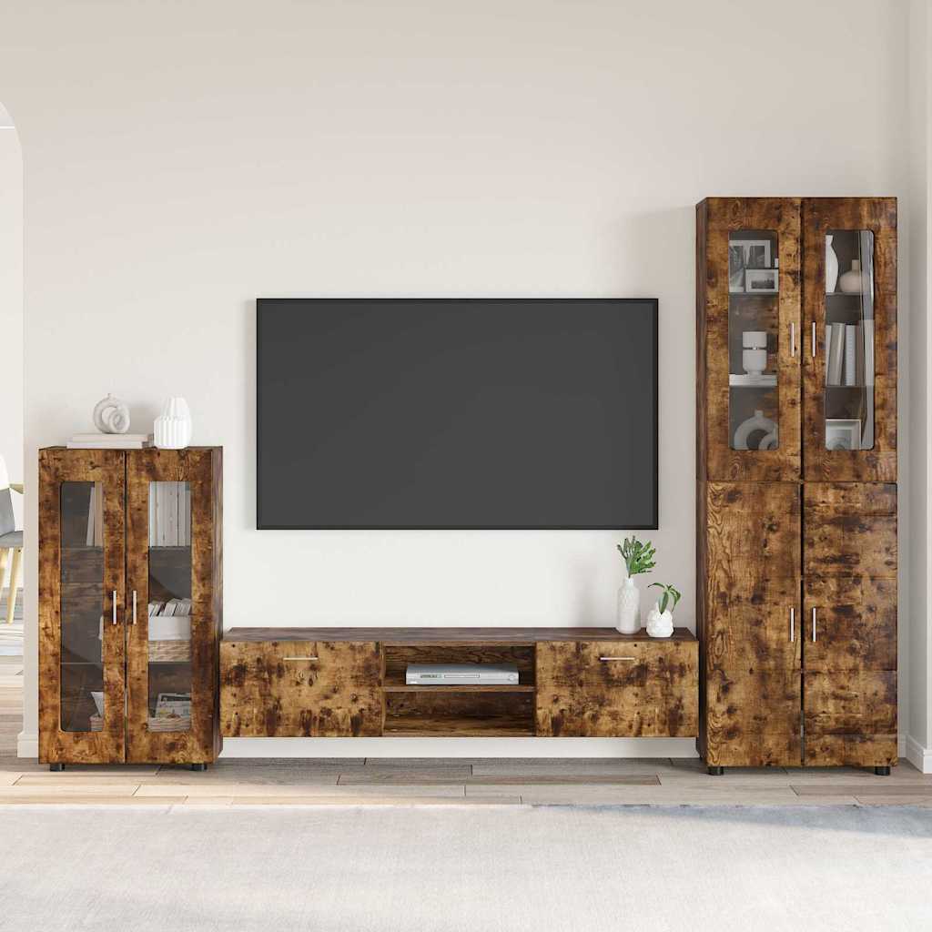 Highboard mit Regal FLORIN Weiß 60 x 35 x 182 cm Holzwerkstoff