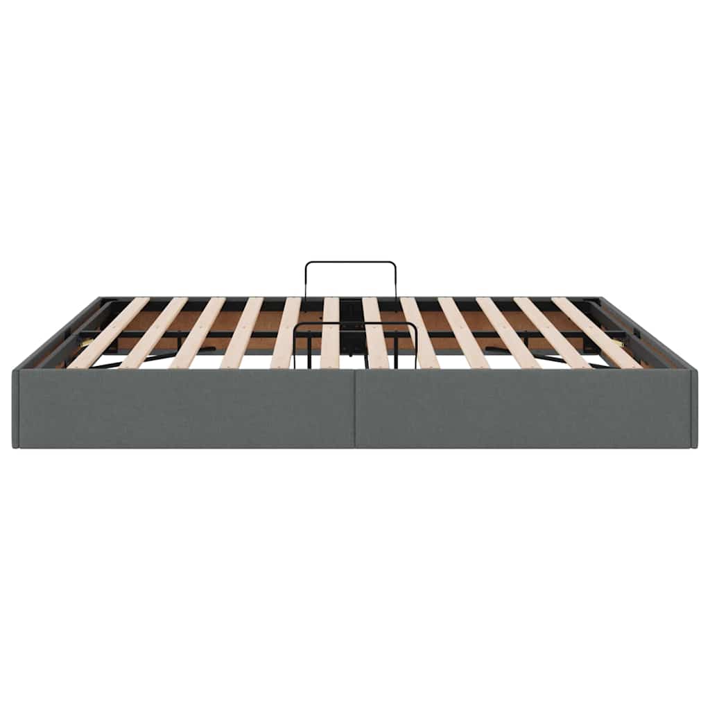Aufbewahrungsbett mit Kopfteil Hellgrau 90 x 190 cm Stoff