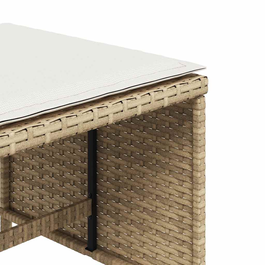 Gartenhocker mit Kissen 4 Stk. Schwarz 41x41x36 cm Poly Rattan