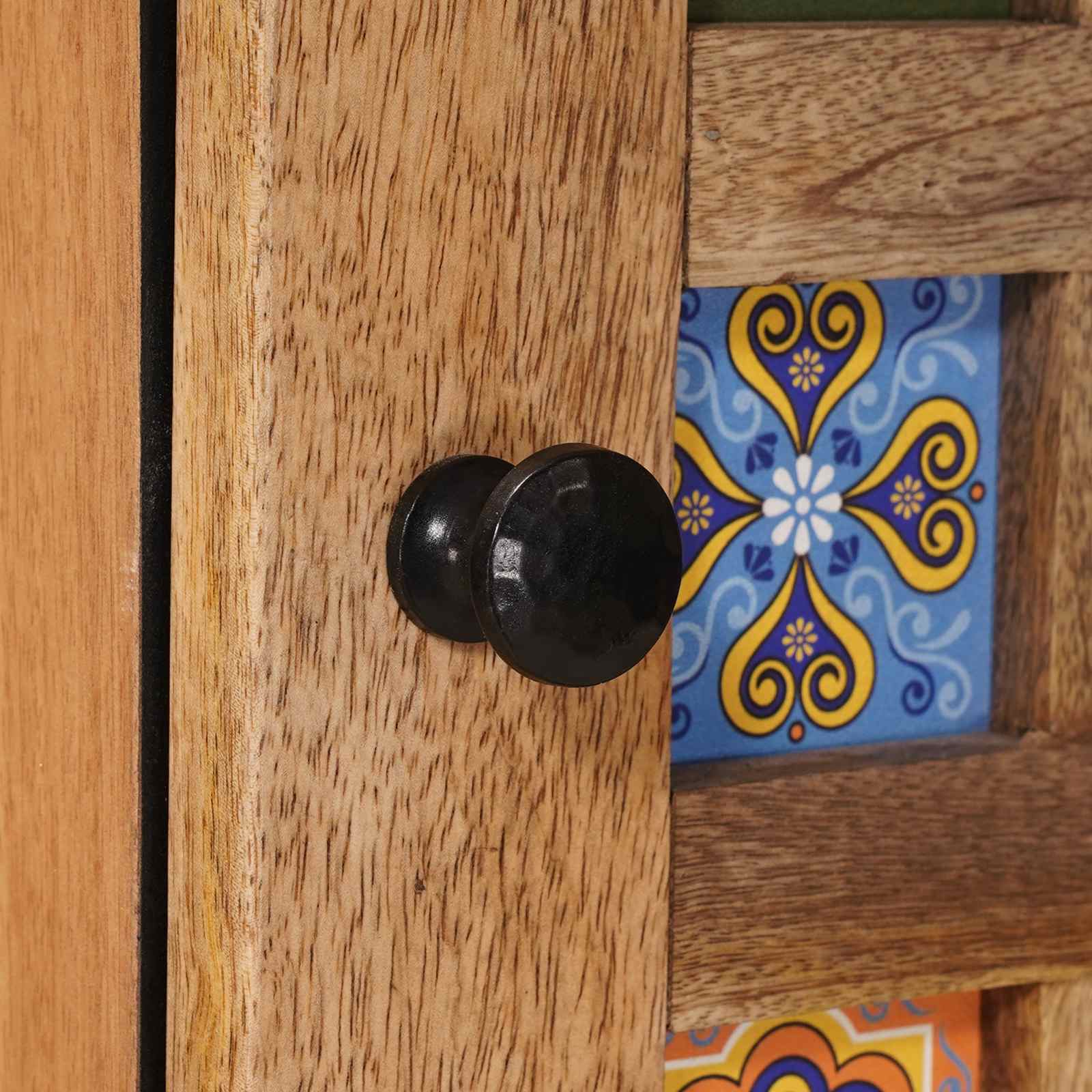 Highboard mit Tür Walnuss 40 x 33 x 110 cm Massivholz Mango