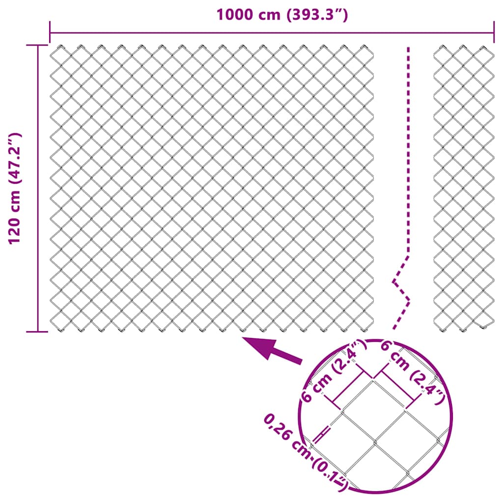 Outdoor Kettenglied-Zaun Erdfixierung 10 x 0,4 m Grün Netz