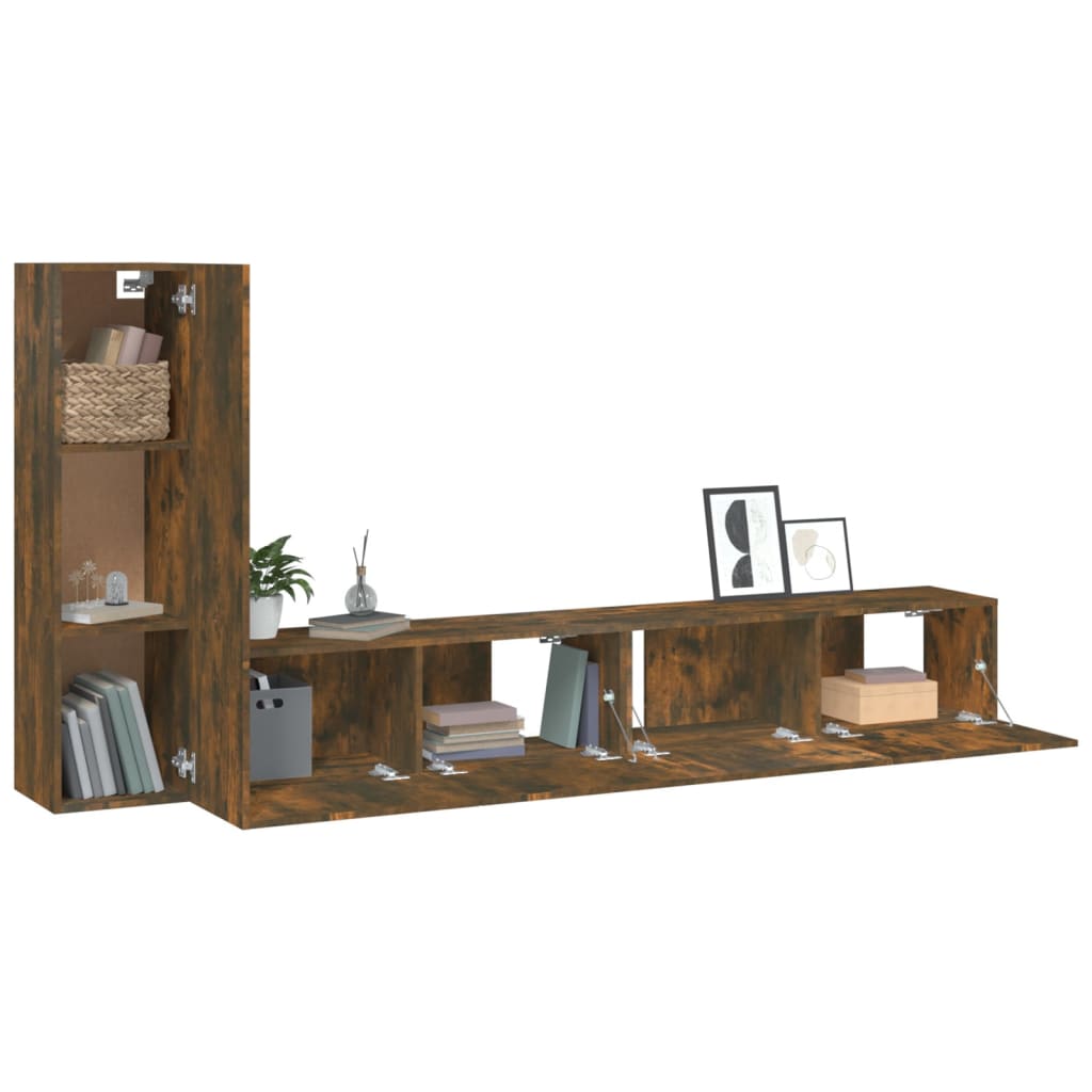 4-tlg. TV-Schrank-Set Weiß Holzwerkstoff
