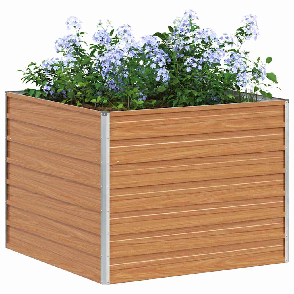 Hochbeet Hellbraun 100 x 100 x 77 cm Verzinkter Stahl