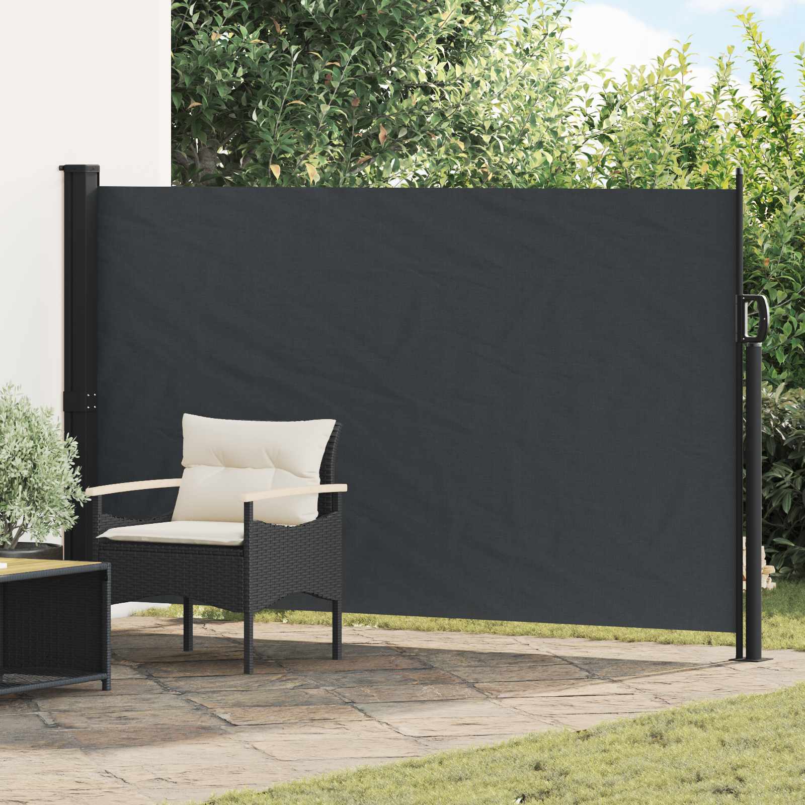 Seitenmarkise Ausziehbar Schwarz 100x300 cm
