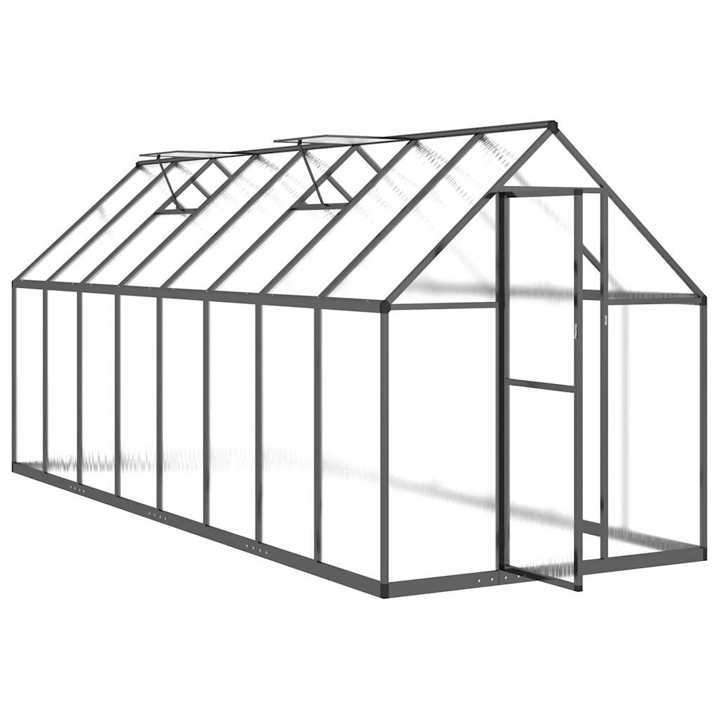 Gewächshaus mit Fundamentrahmen Silber 334x169x202cm Aluminimum