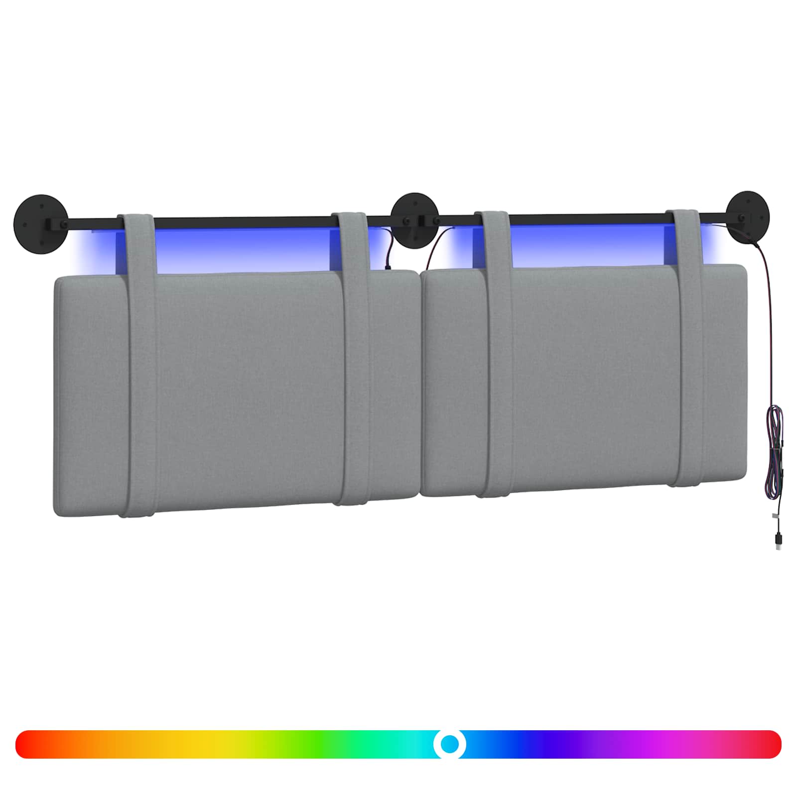 Hängendes Kopfteil Mit LED Licht Wolkengrau Stoff
