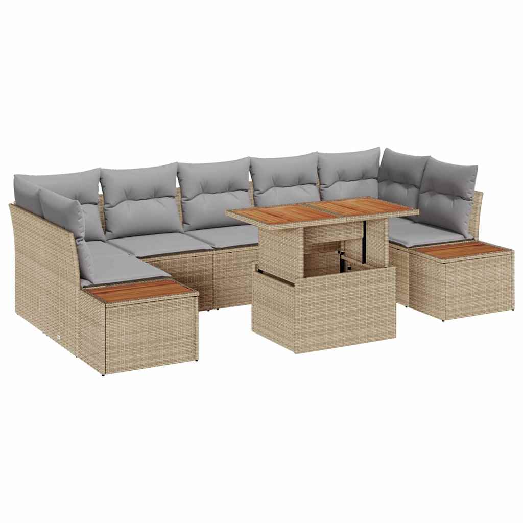 Garten Essgruppe mit Kissen 8 pcs Schwarz und Beige