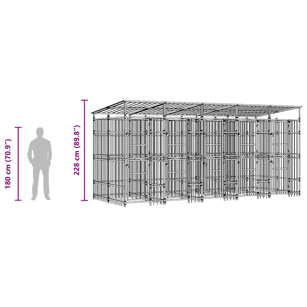 Outdoor-Hundezwinger mit Dach Stahl 1,84 m²