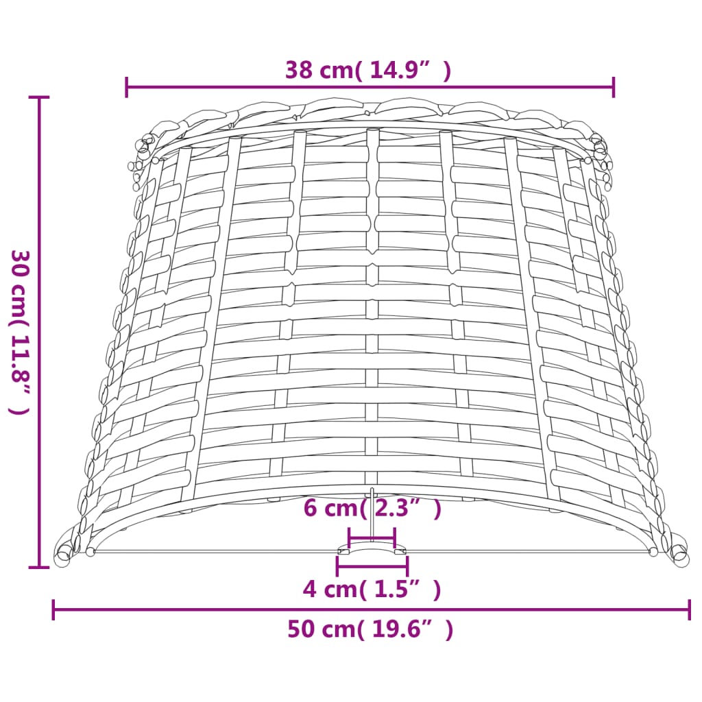 Lampenschirm Weiß Ø15x12 cm Korbweide