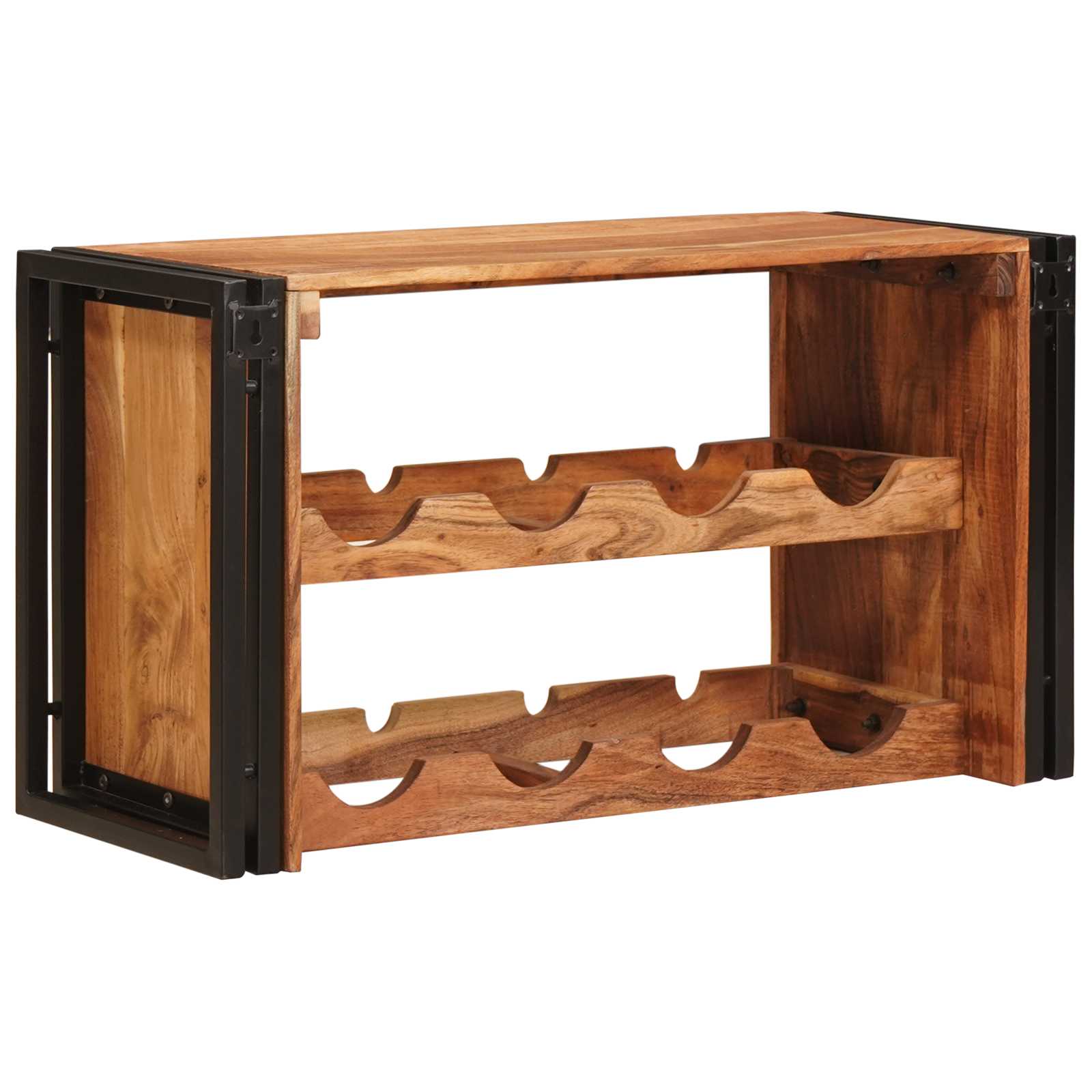 Weinregal Braun 60 x 45 x 33 cm Massives grobes Mangoholz