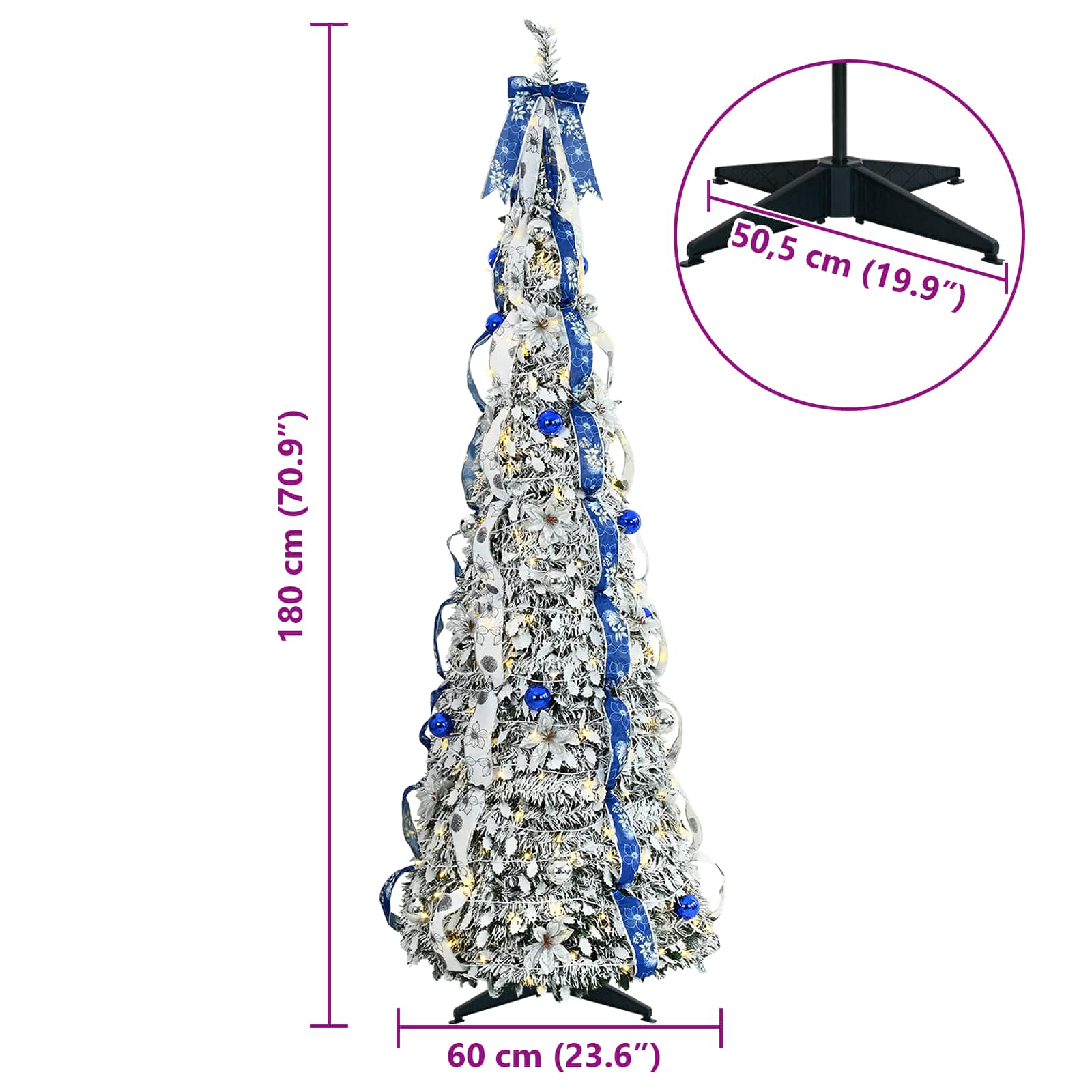 Künstlicher Weihnachtsbaum mit 50 LEDs Weiß 120 cm PVC