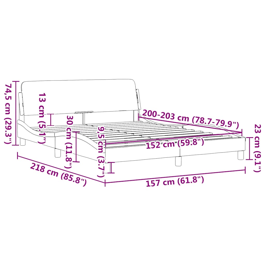 Bettgestell "Dover" Hellgrau 100x190 cm Samt