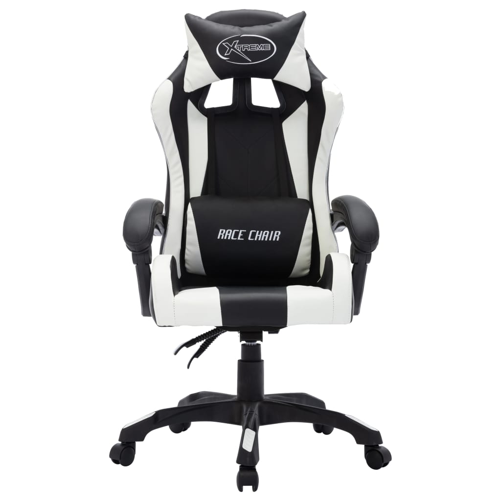 Gaming-Stuhl mit RGB LED-Leuchten Blau und Schwarz Kunstleder