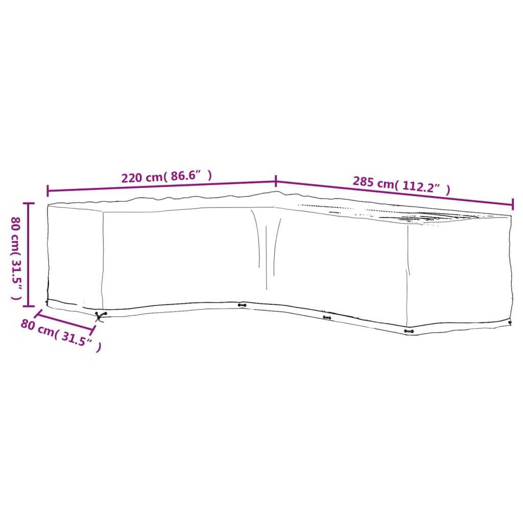 Gartenmöbel-Abdeckungen 2 Stk. L-Form 12 Ösen 250x250x90 cm