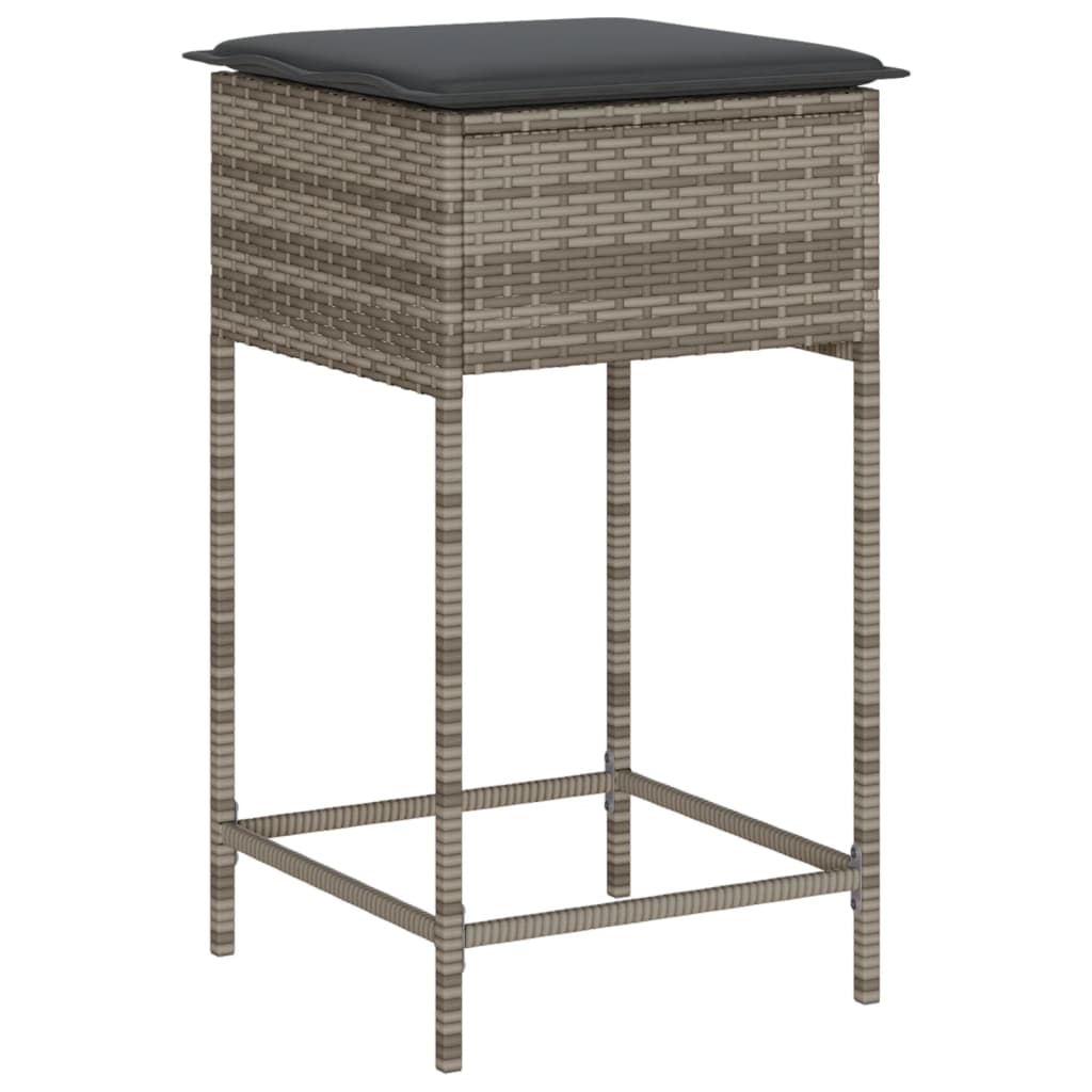 Garten-Barhocker mit Kissen 2 Stk. Schwarz Poly Rattan