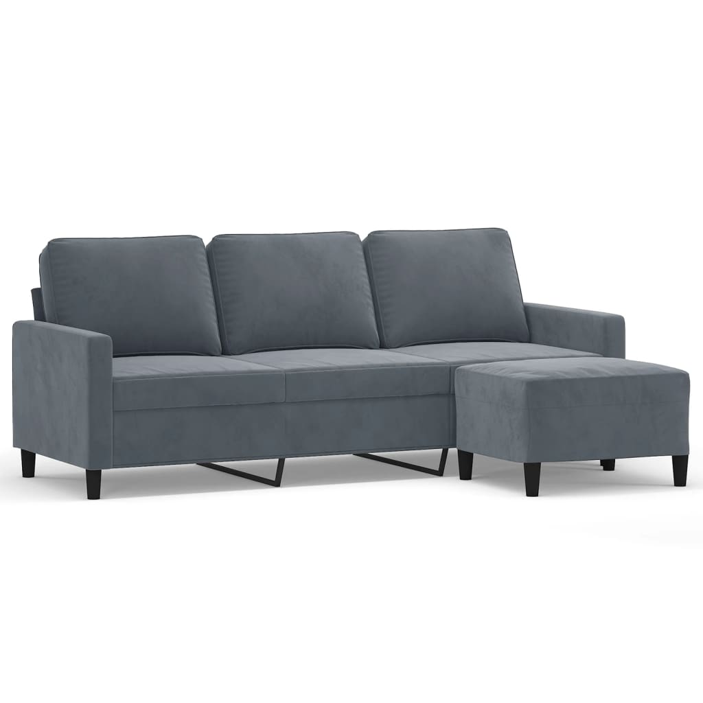 3-Sitzer-Sofa mit Hocker Rosa 180 cm Samt
