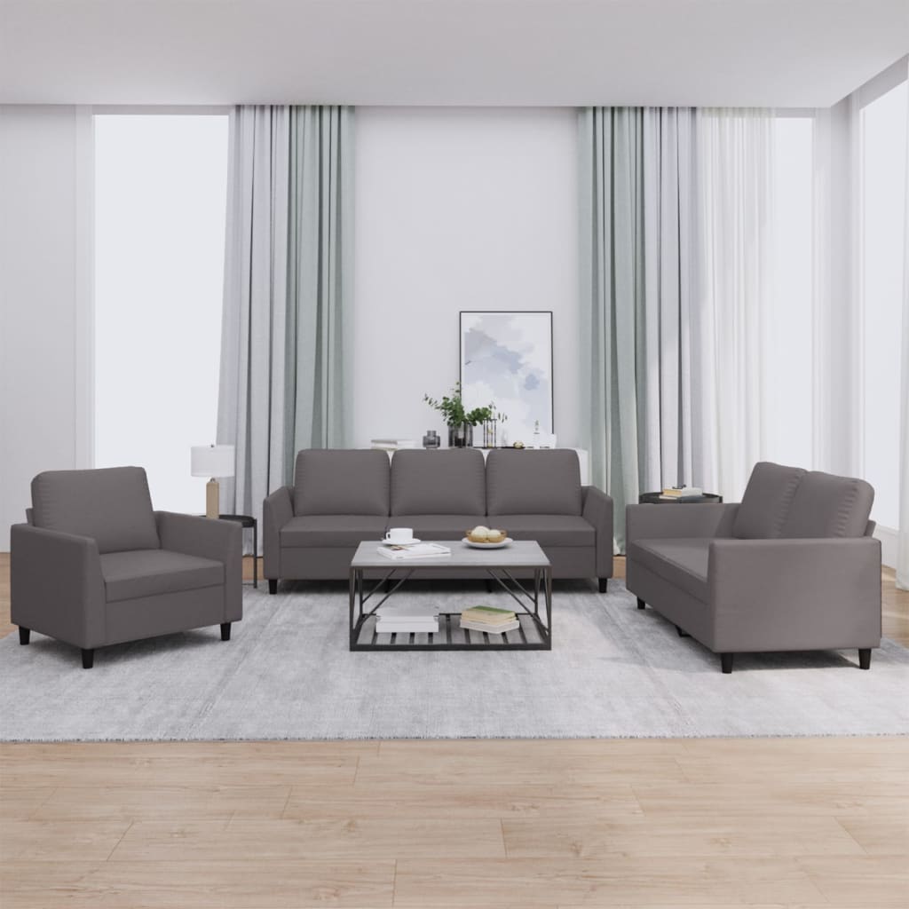 4-tlg. Sofagarnitur mit Kissen Creme Kunstleder