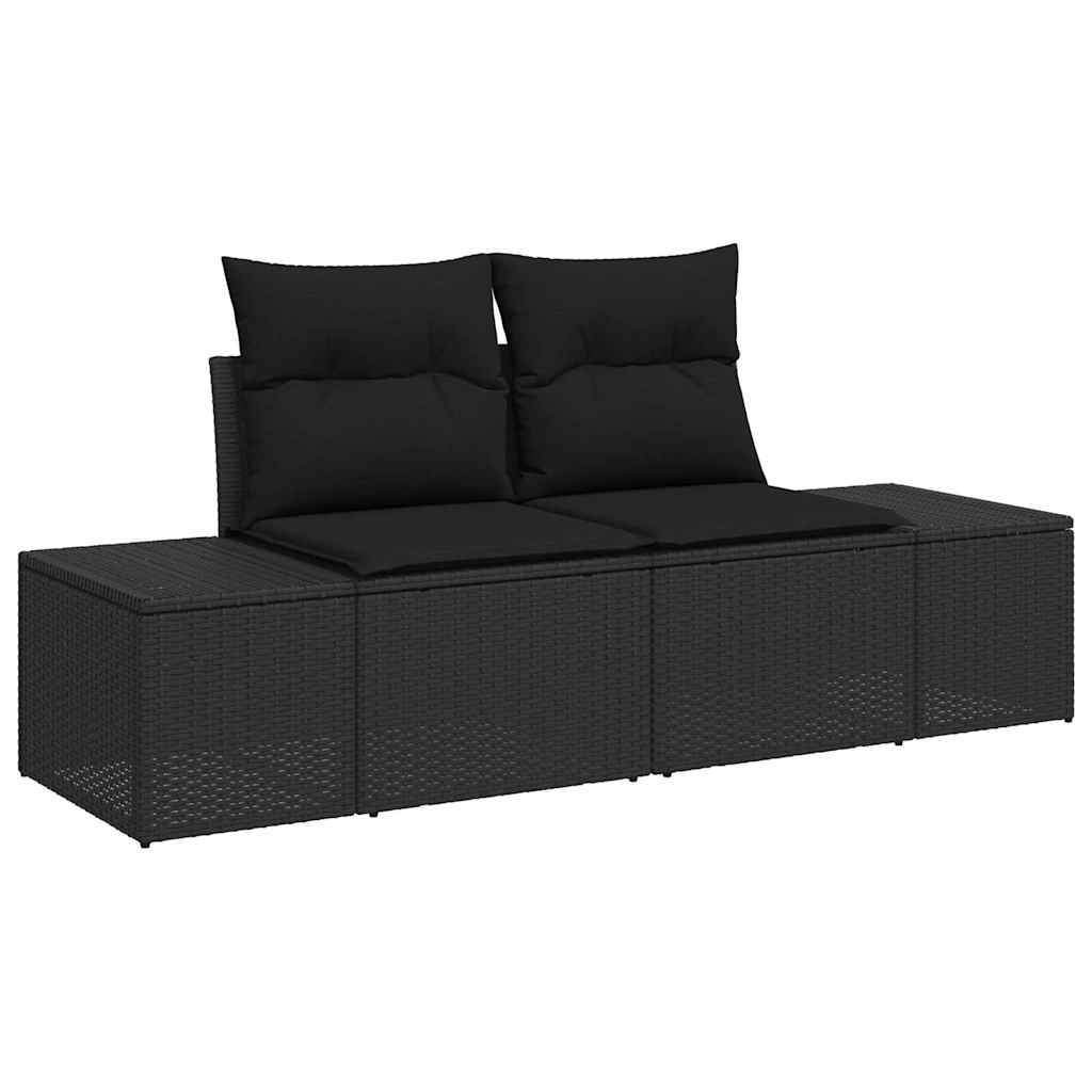 Garten Essgruppe mit Kissen 6 pcs Schwarz und Creme