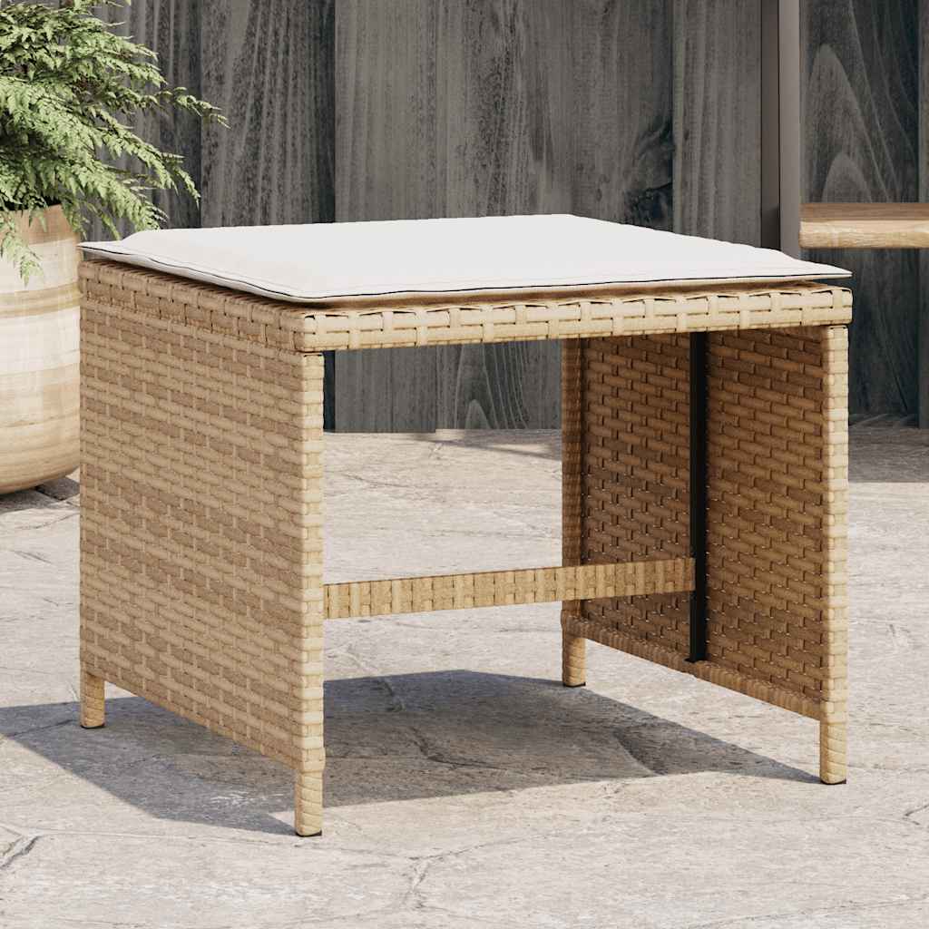 Gartenhocker mit Kissen 4 Stk. Schwarz 41x41x36 cm Poly Rattan
