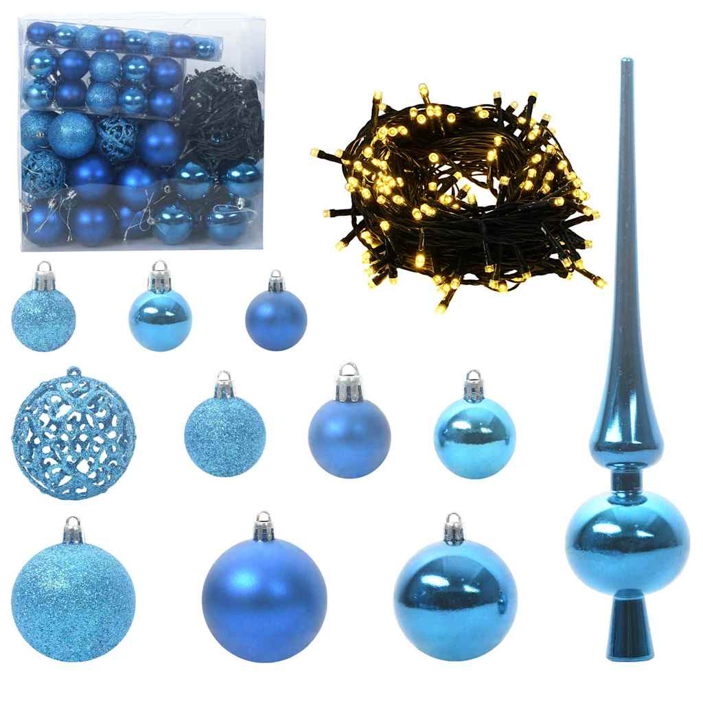 Künstlicher Weihnachtsbaum mit LEDs Kugeln Zapfen 150 cm