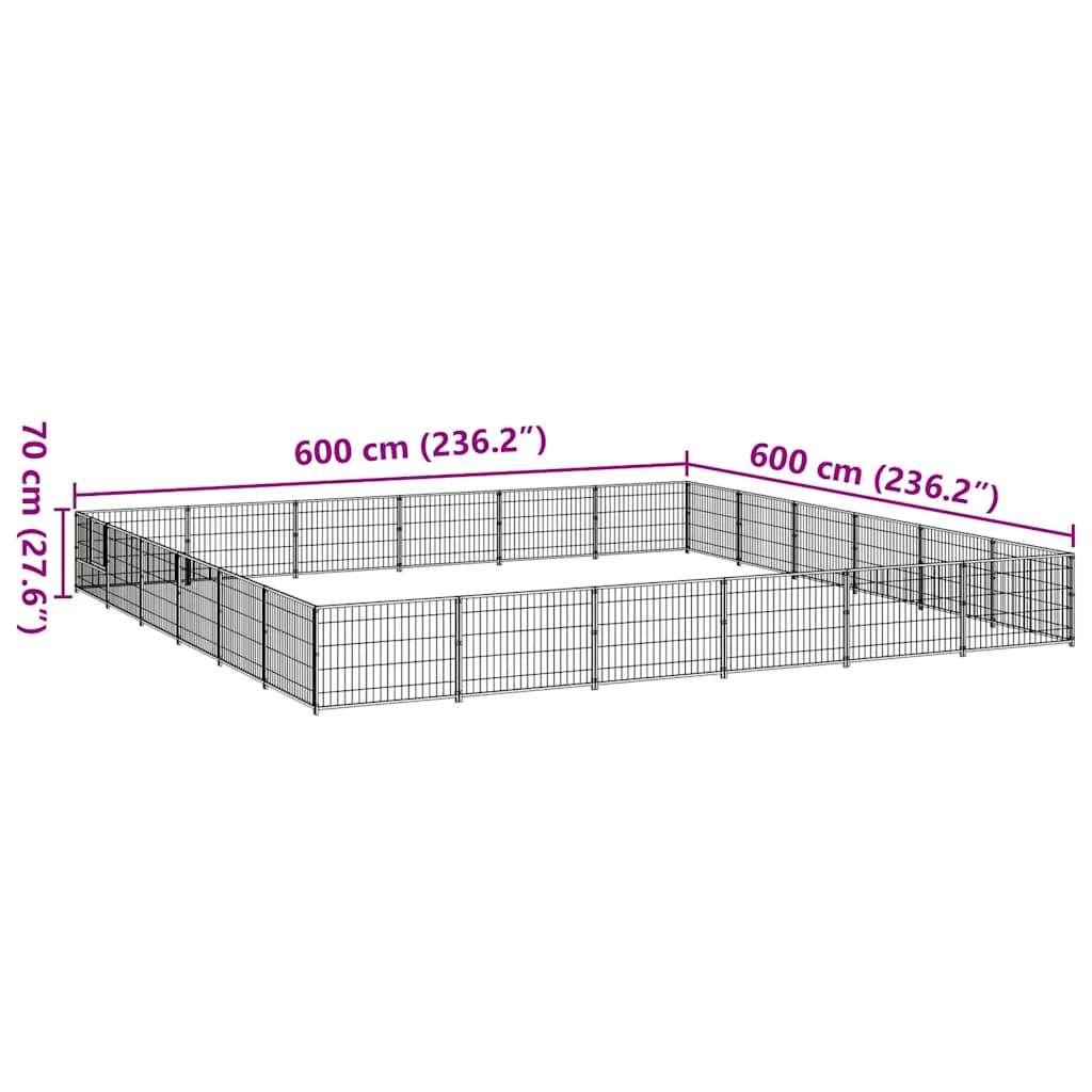 Hundezwinger Schwarz 4 m² Stahl
