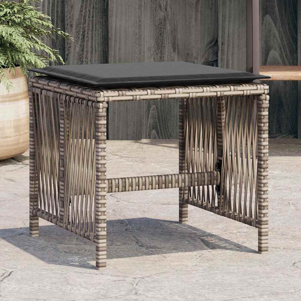 Gartenhocker mit Kissen 4 Stk. Schwarz 41x41x36 cm Poly Rattan