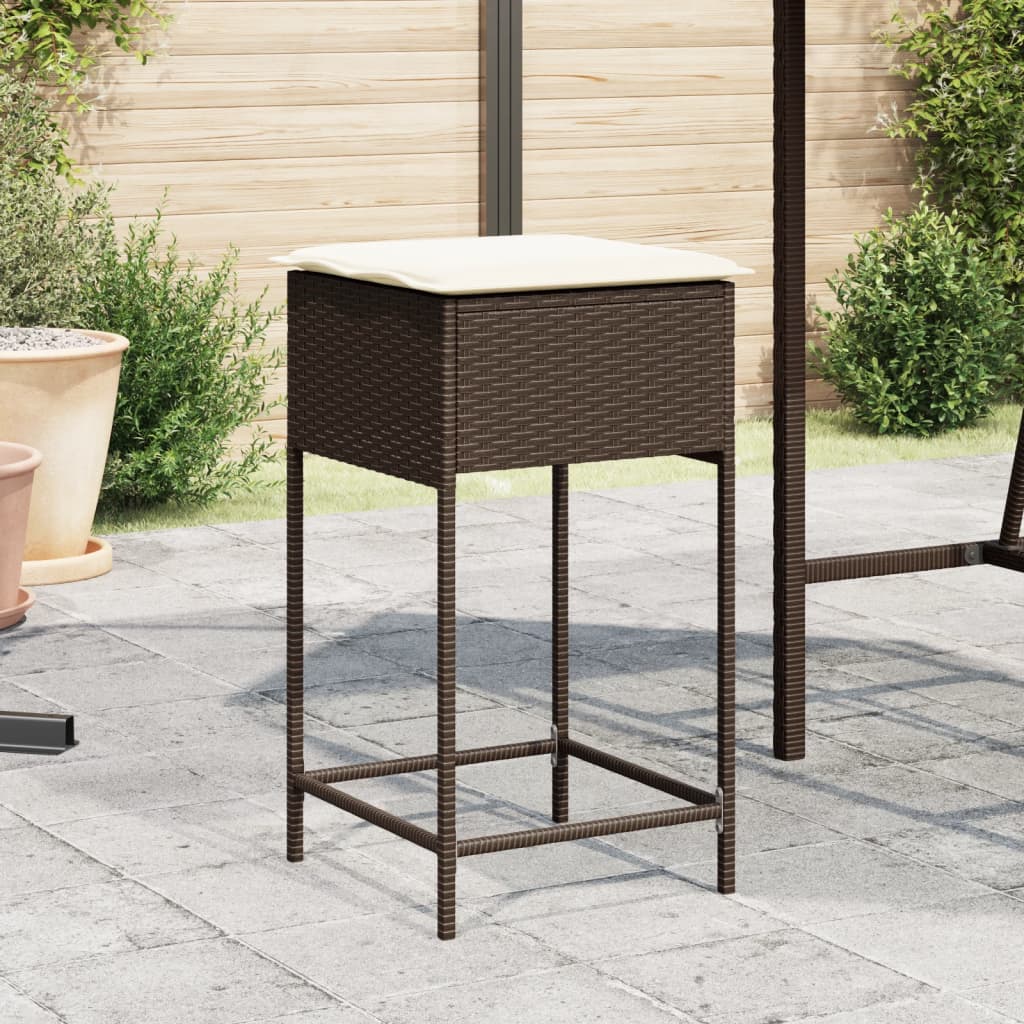 Garten-Barhocker mit Kissen 2 Stk. Schwarz Poly Rattan