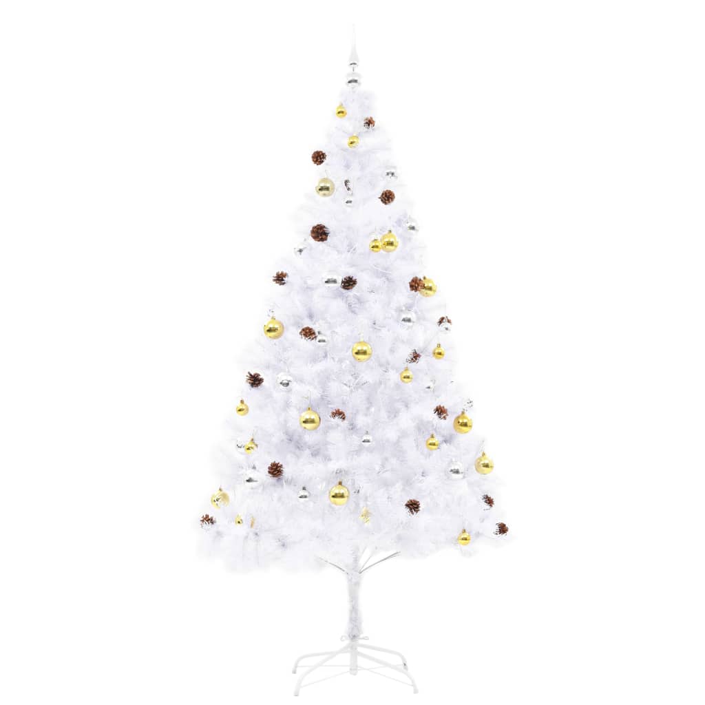 Künstlicher Weihnachtsbaum mit Beleuchtung & Kugeln Grün 150 cm