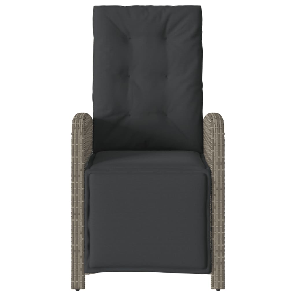 Gartensessel mit Fußteil Verstellbar Schwarz Poly Rattan