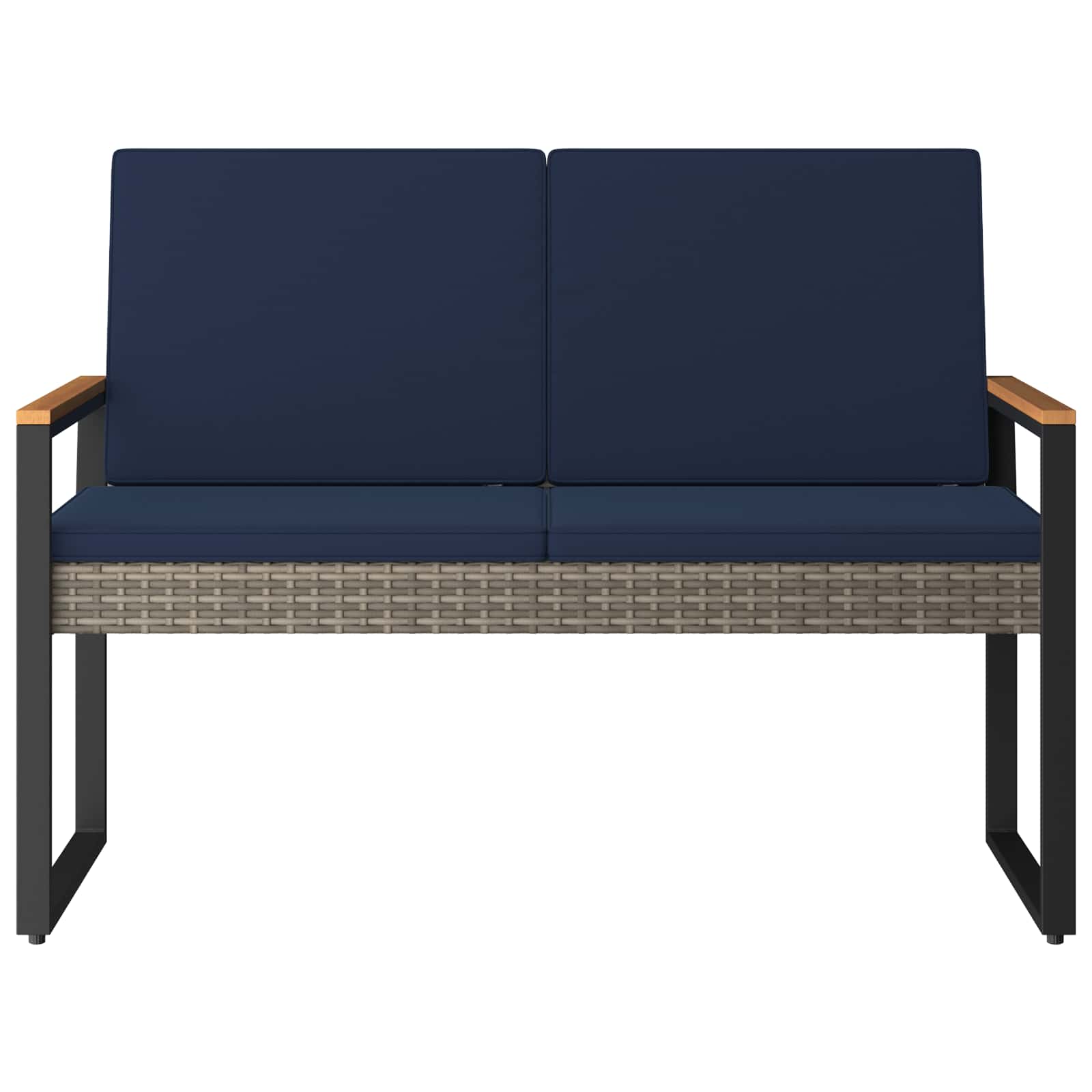 Bank Outdoor mit Kissen Schwarz 107 x 61 x 80 cm Poly-Rattan