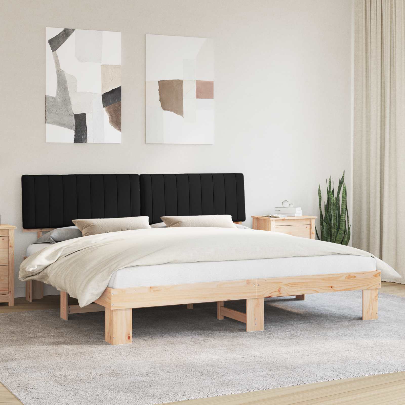 Bettgestell mit gepolstertem Kopfteil Hellgrau 200 x 200 cm