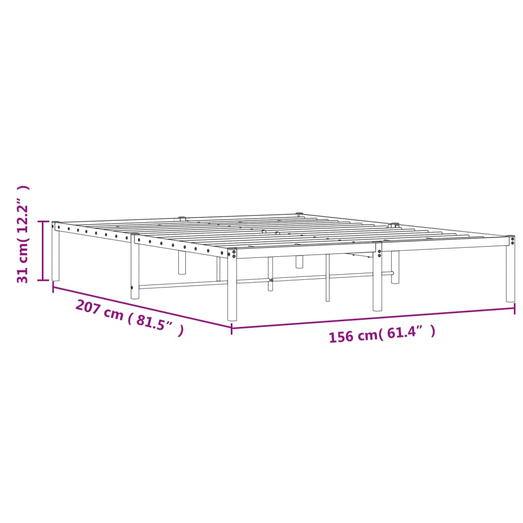Bettgestell Metall Schwarz 75x190 cm
