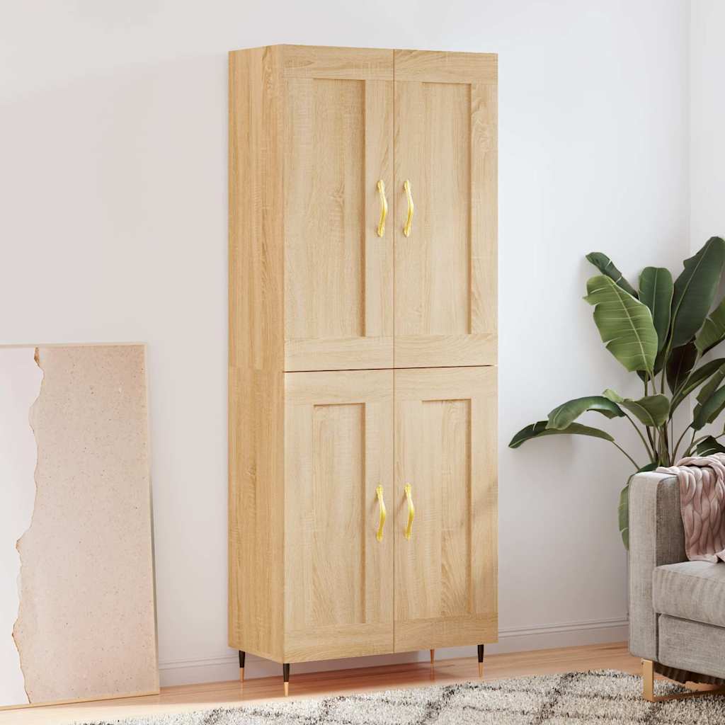 Highboard Betongrau 69,5x34x180 cm Holzwerkstoff