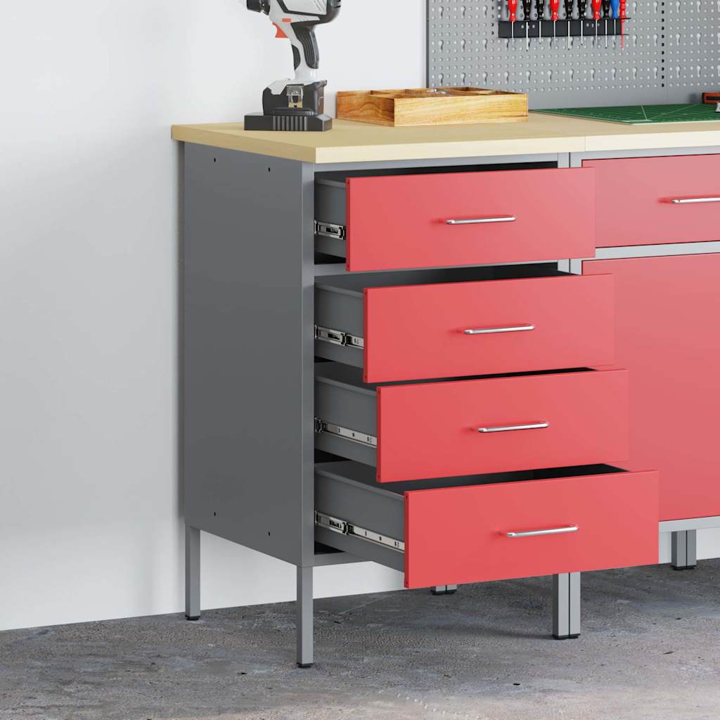 Werkbank mit Schubladen Schwarz und Grau 50 x 55 x 85 cm