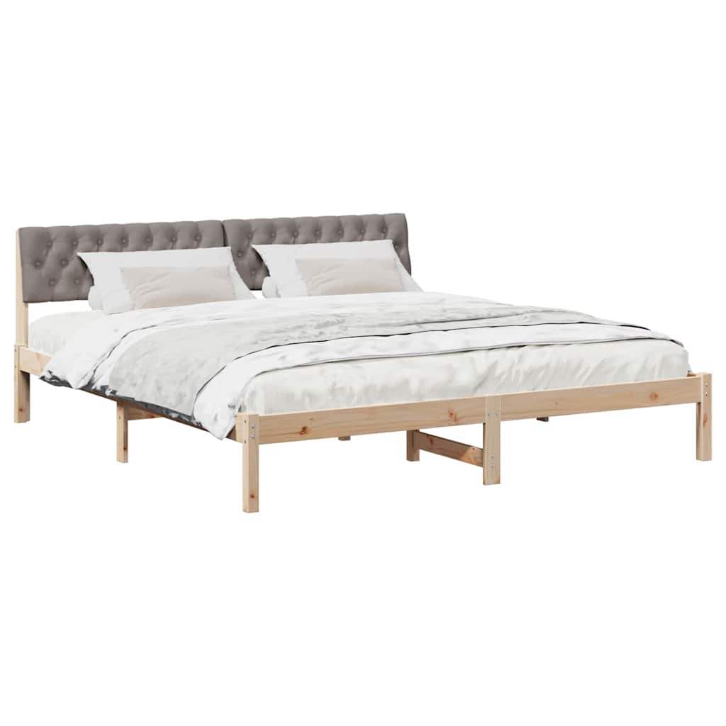 Bettgestell Braun und hellgrau 200 x 200 cm Massivholz Kiefer