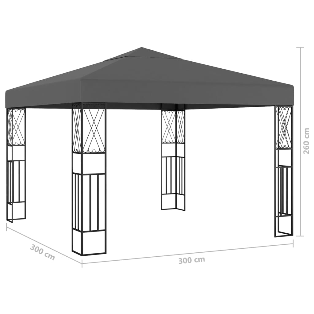 Pavillon mit LED-Lichterkette 3x3 m Creme Stoff