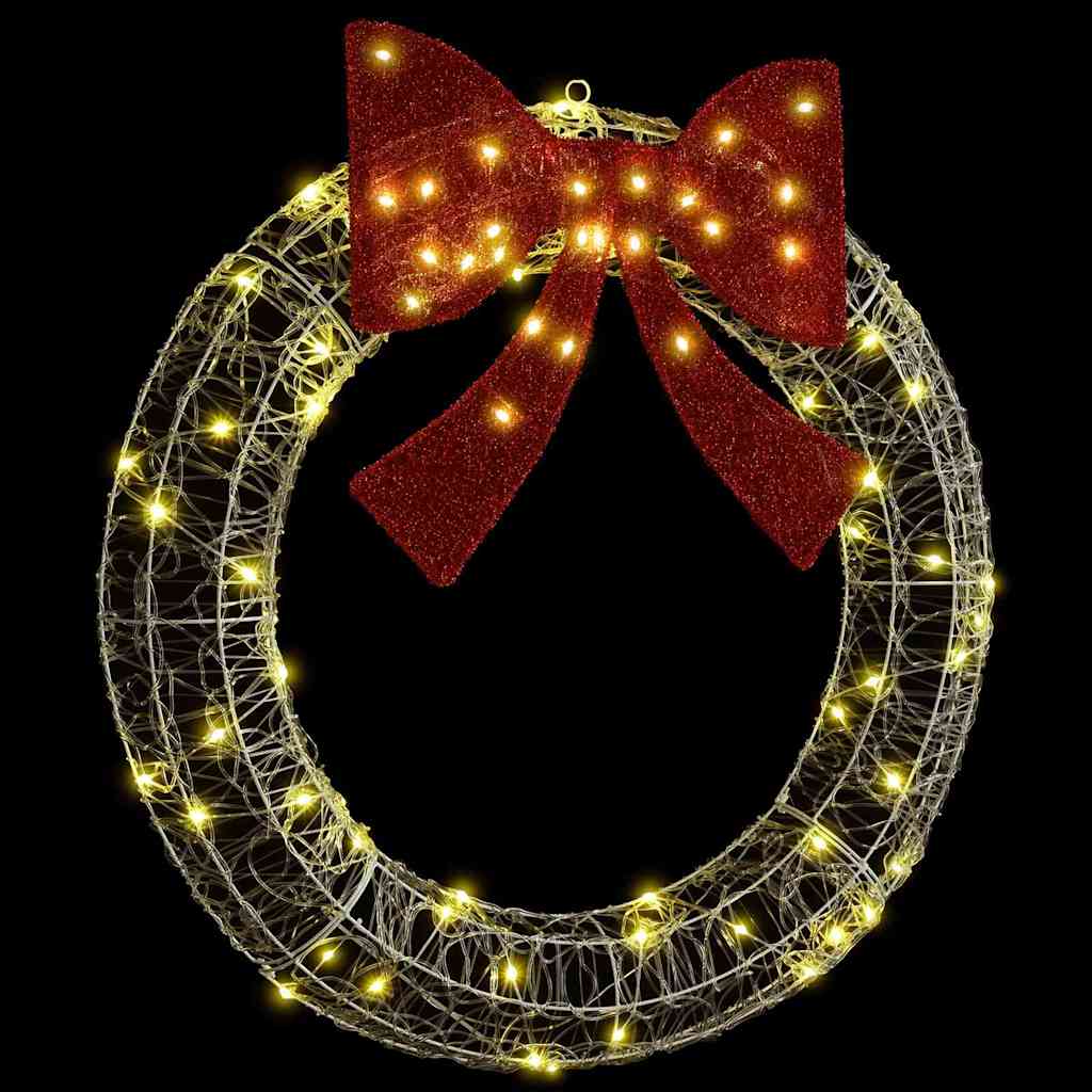 Kranz mit 60 LEDs Warmweiß 76 x 76 x 8,5 cm Acryl
