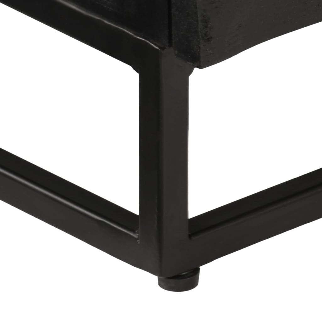 Nachttisch Schwarz 40x30x50 cm Massivholz Mango und Eisen