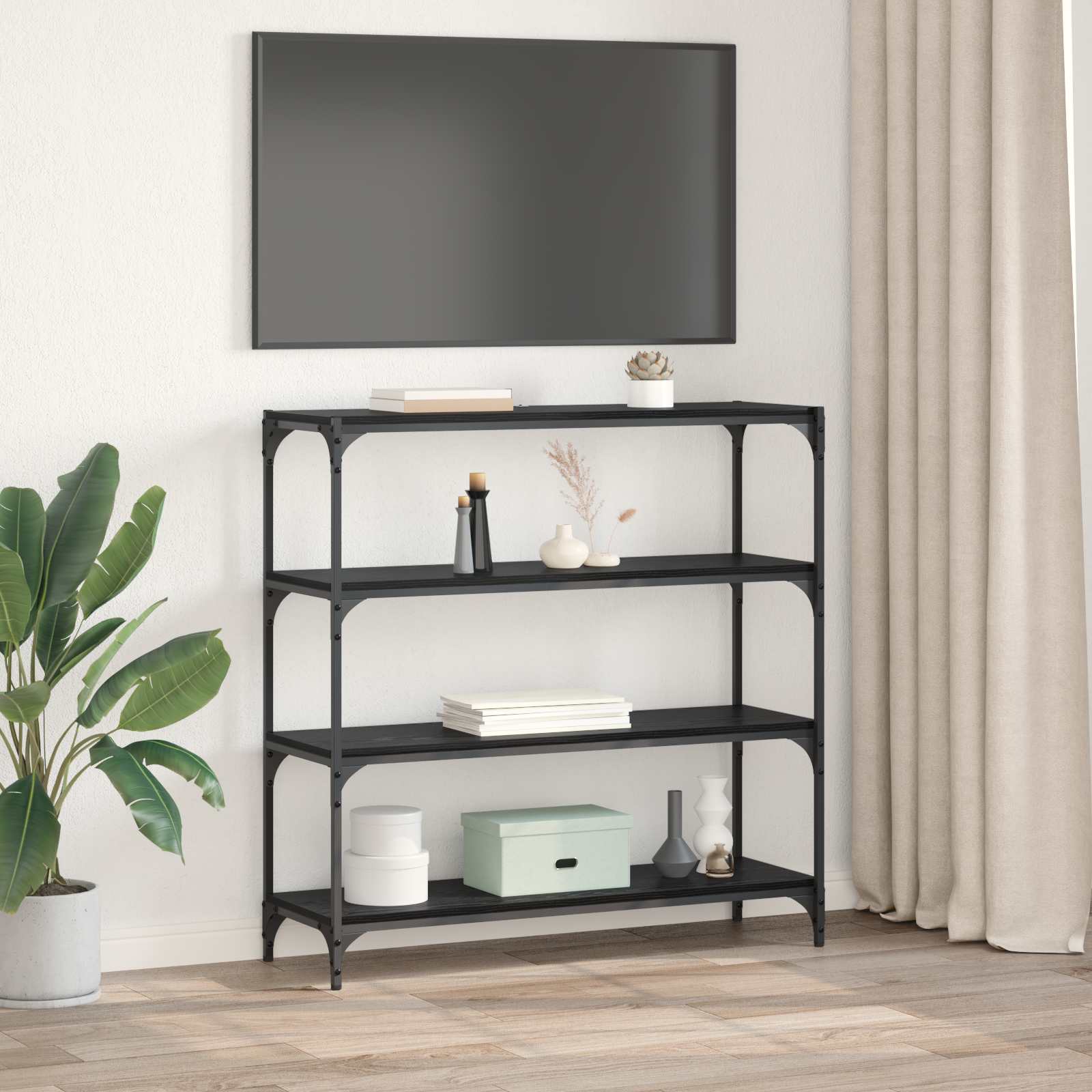 Bücherregal Schwarz 40x33x70,5 cm Holzwerkstoff und Stahl