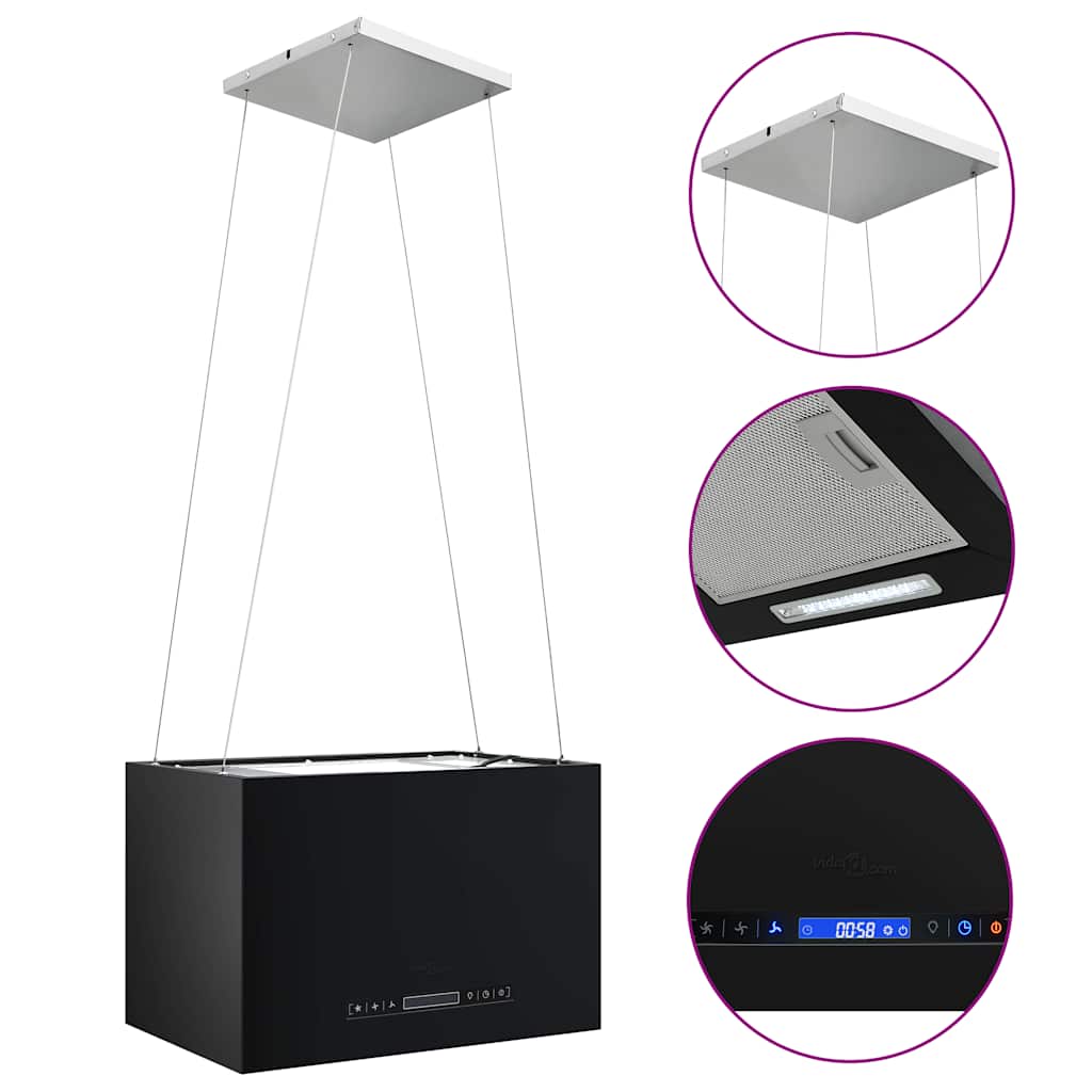 Hängende Inselhaube Touch-Sensor LCD 37 cm Edelstahl
