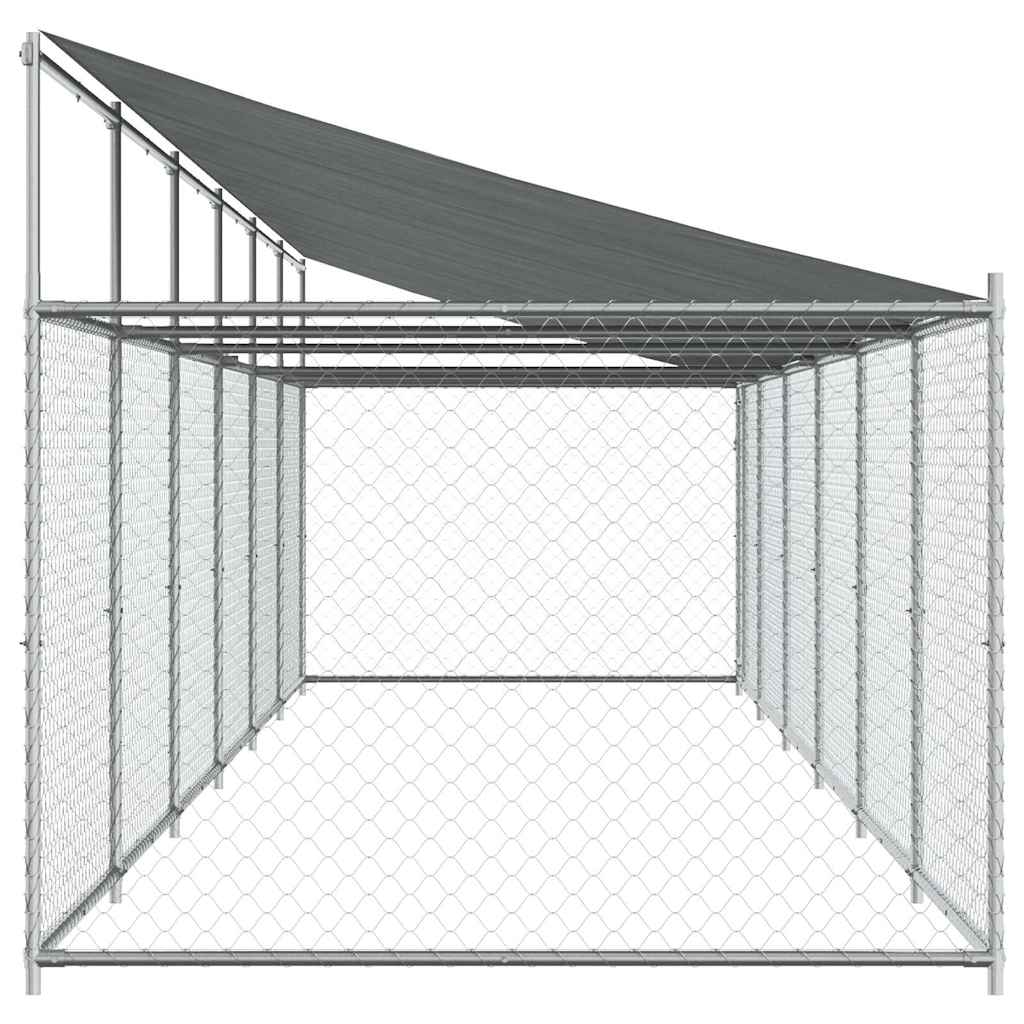 Hundezwinger mit Dach und Tür Grau 2x2x2 m Verzinkter Stahl