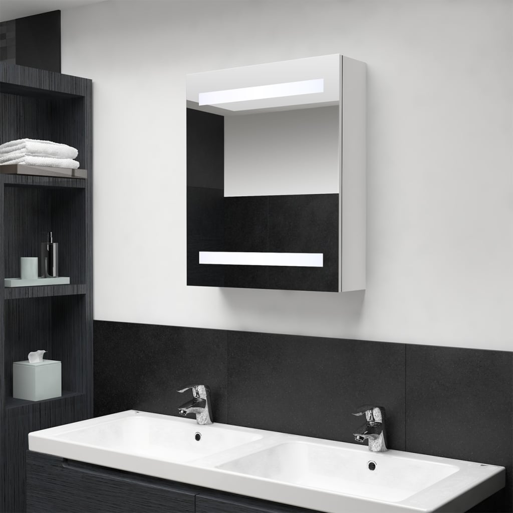 LED-Bad-Spiegelschrank Betongrau 50x14x60 cm
