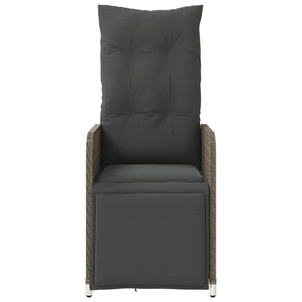 Gartensessel Verstellbar mit Kissen Schwarz Poly Rattan