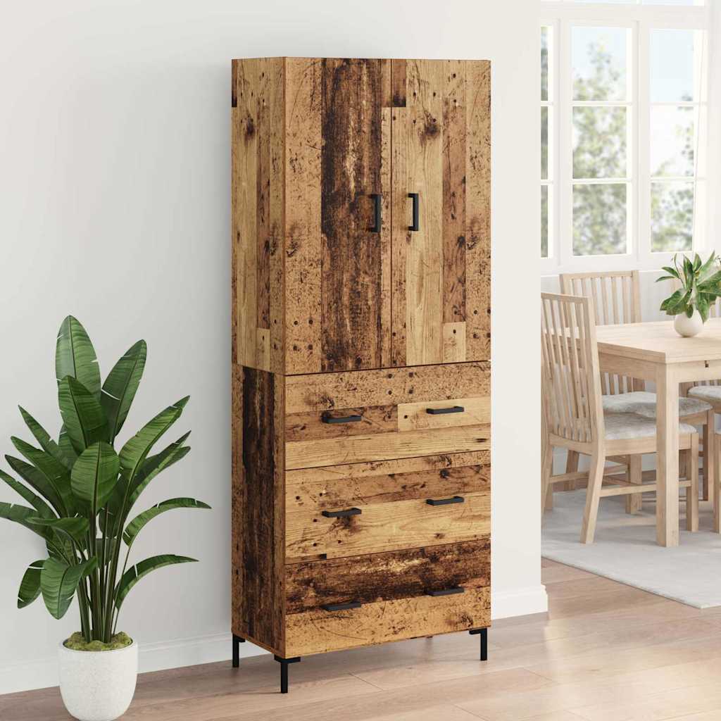 Highboard Betongrau 69,5x34x180 cm Holzwerkstoff