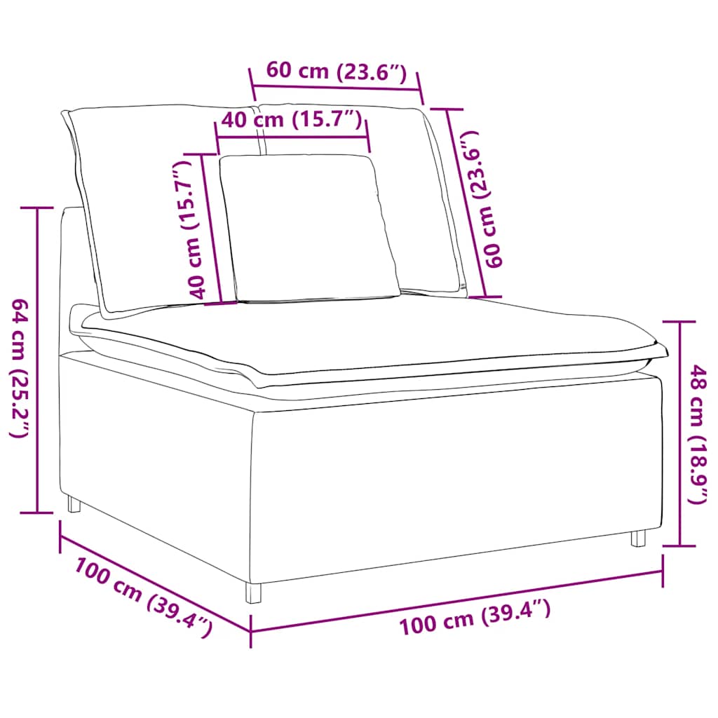 Modulares Sofa Endmodul mit Armlehne Kissen Hellgrau 100 cm